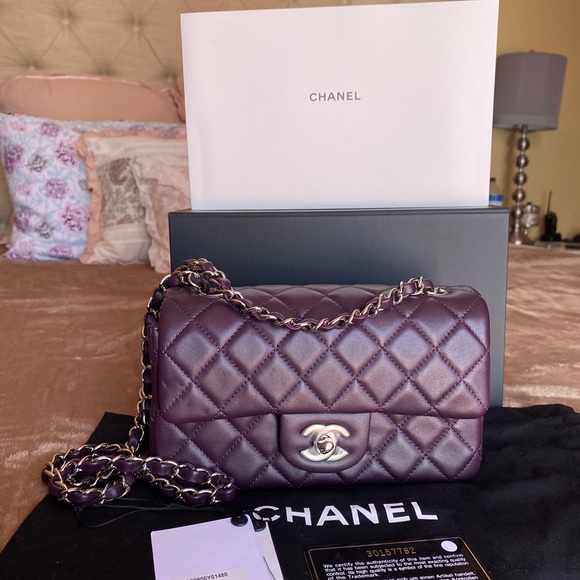 Classic Flap Dark Purple Quilted Rectangular Mini - Picture 8 of 16